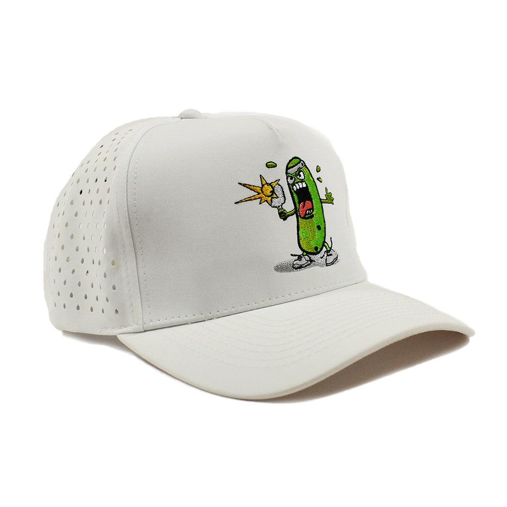 Sports Cap - 5 Panel Laser Perforated Hat - Adjustable - Embroidered with Pickle Monsters