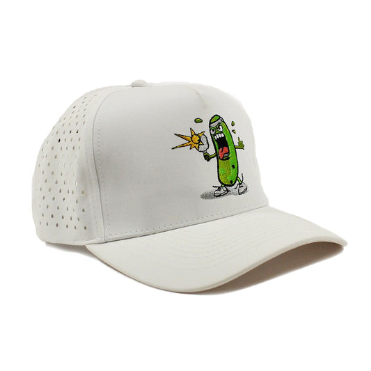 Sports Cap - 5 Panel Laser Perforated Hat - Adjustable - Embroidered with Pickle Monsters