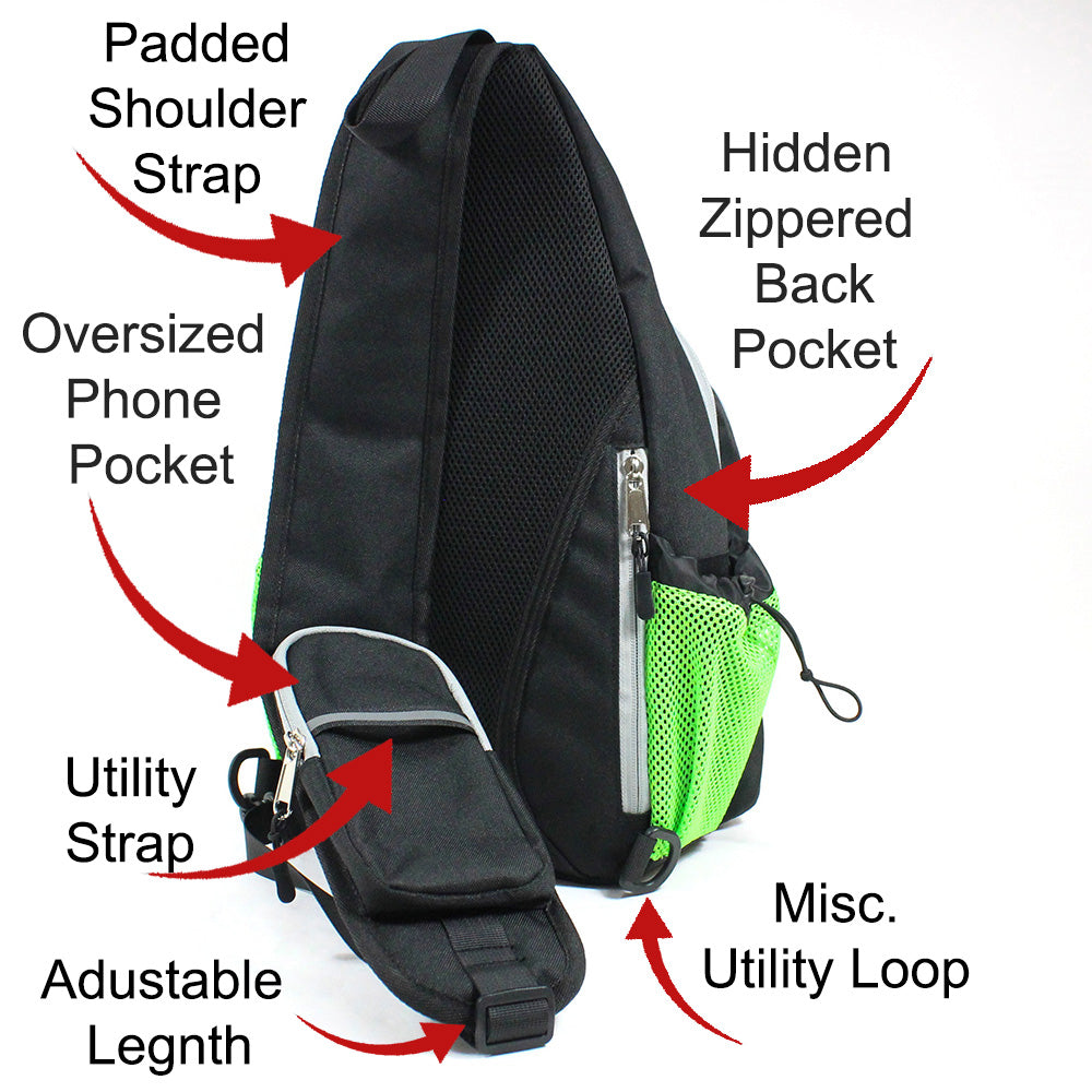 Pickle Monsters Pickleball Bag - Crossbody Sling Bag - Featuring Mr. Dill
